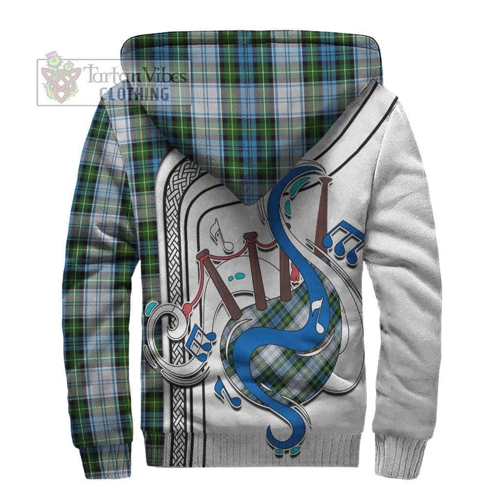 Campbell Dress Tartan Sherpa Hoodie with Epic Bagpipe Style - Tartanvibesclothing Shop