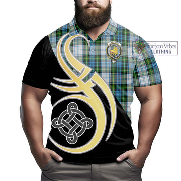 Campbell Dress Tartan Polo Shirt with Family Crest and Celtic Symbol Style