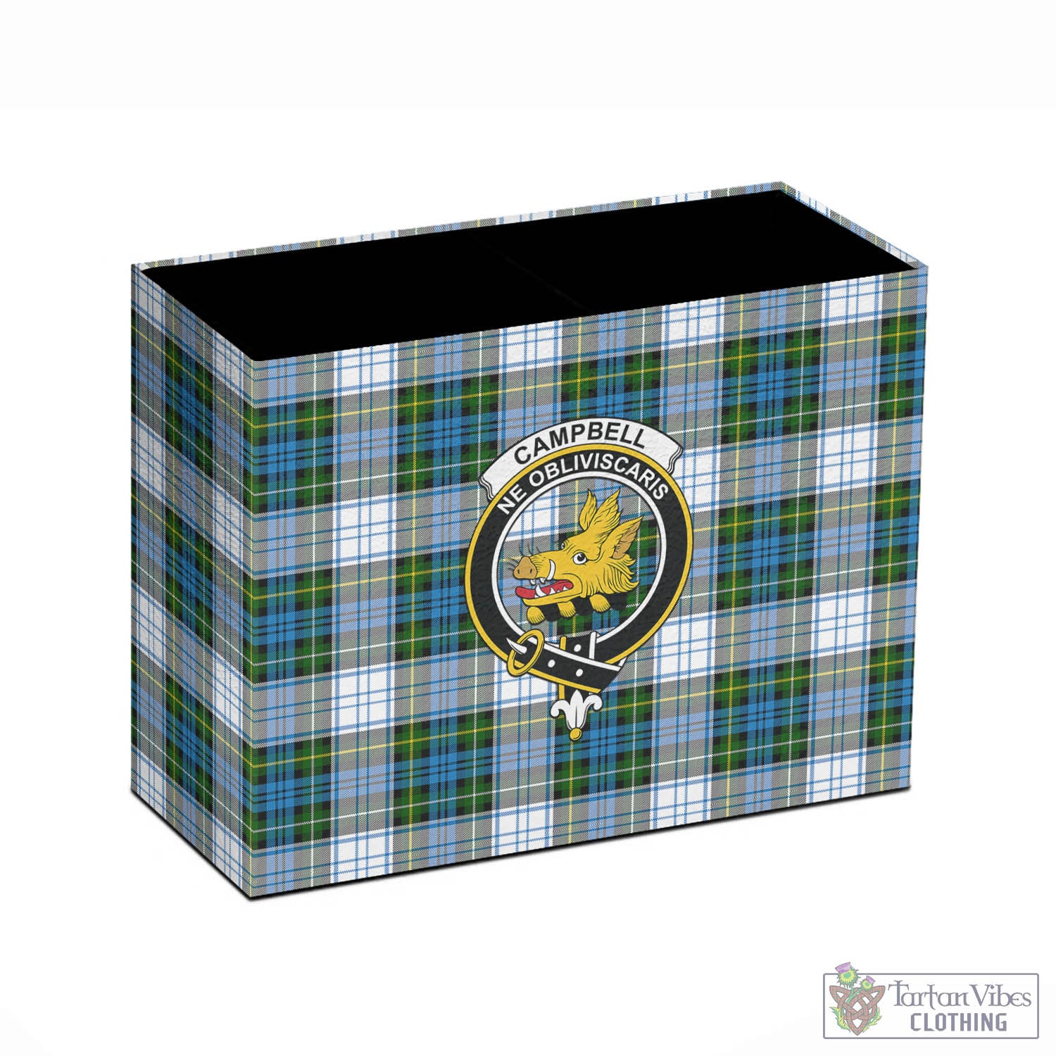 Tartan Vibes Clothing Campbell Dress Tartan Pen Holder with Family Crest