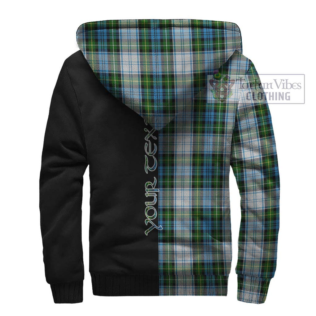 Campbell Dress Tartan Sherpa Hoodie with Family Crest and Half Of Me Style - Tartanvibesclothing Shop