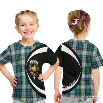 Campbell Dress Tartan Kid T-Shirt with Family Crest Circle Style