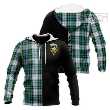 Campbell Dress Tartan Knitted Hoodie with Family Crest and Half Of Me Style