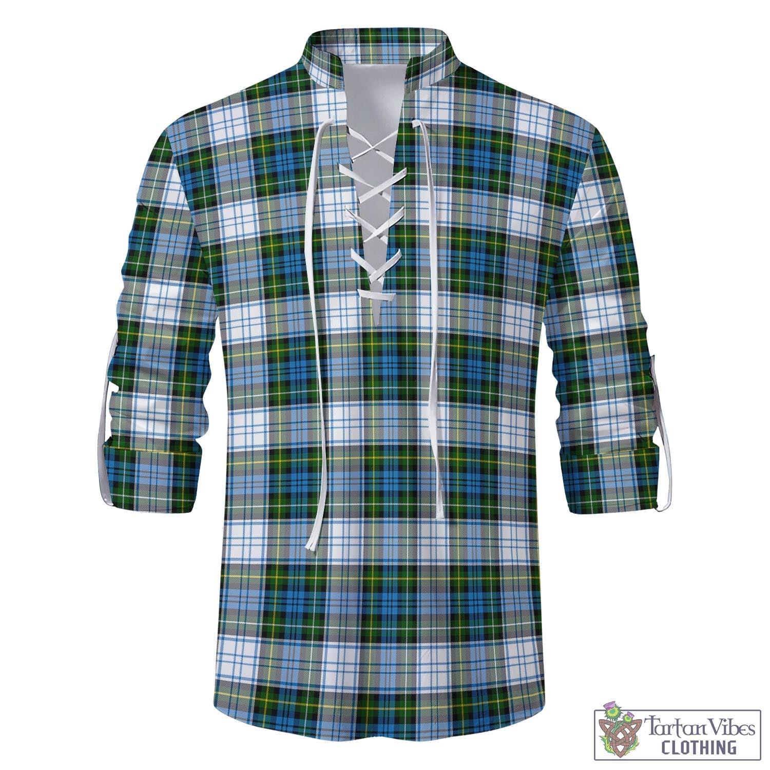 Tartan Vibes Clothing Campbell Dress Tartan Men's Scottish Traditional Jacobite Ghillie Kilt Shirt