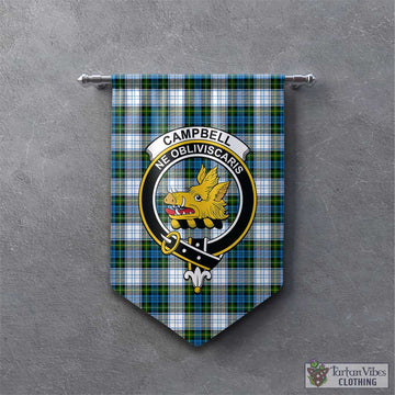 Campbell Dress Tartan Gonfalon, Tartan Banner with Family Crest