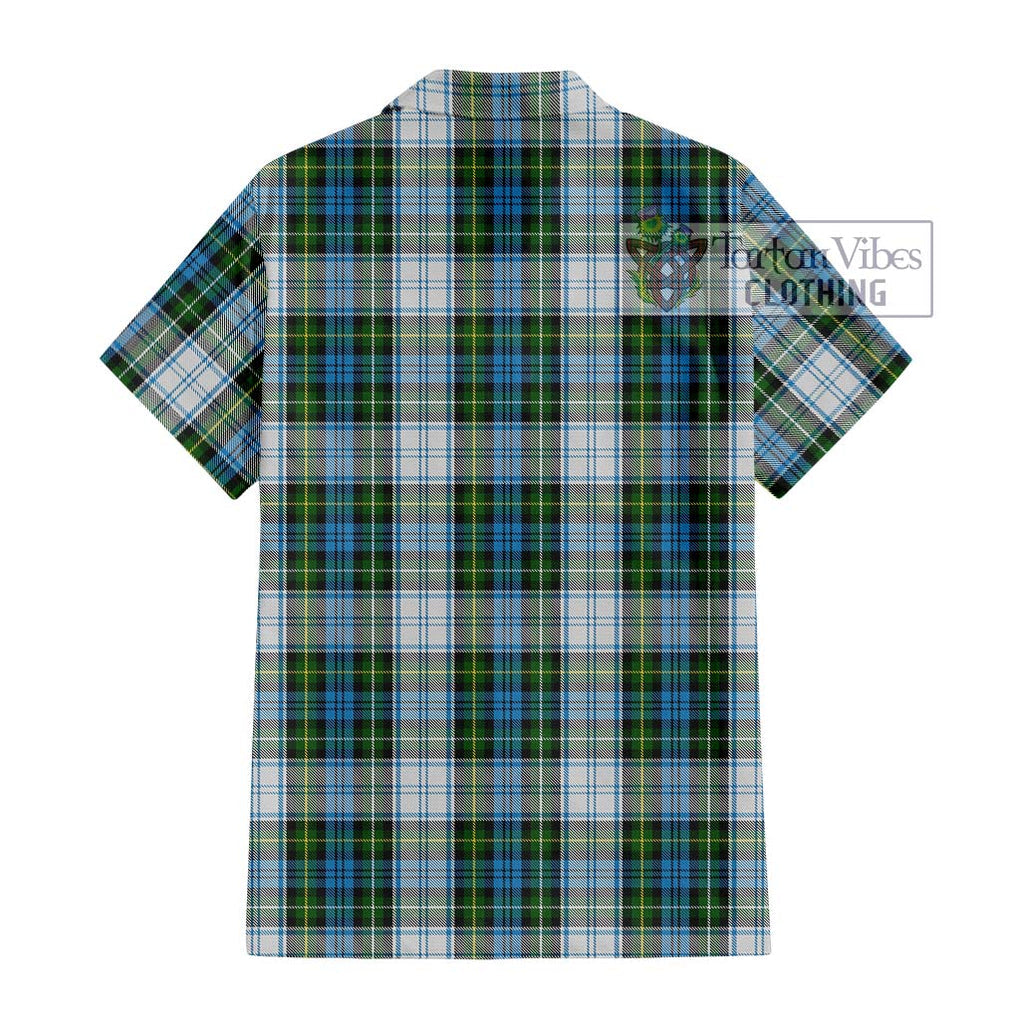 Campbell Dress Tartan Short Sleeve Button Shirt with Family Crest DNA In Me Style - Tartanvibesclothing Shop