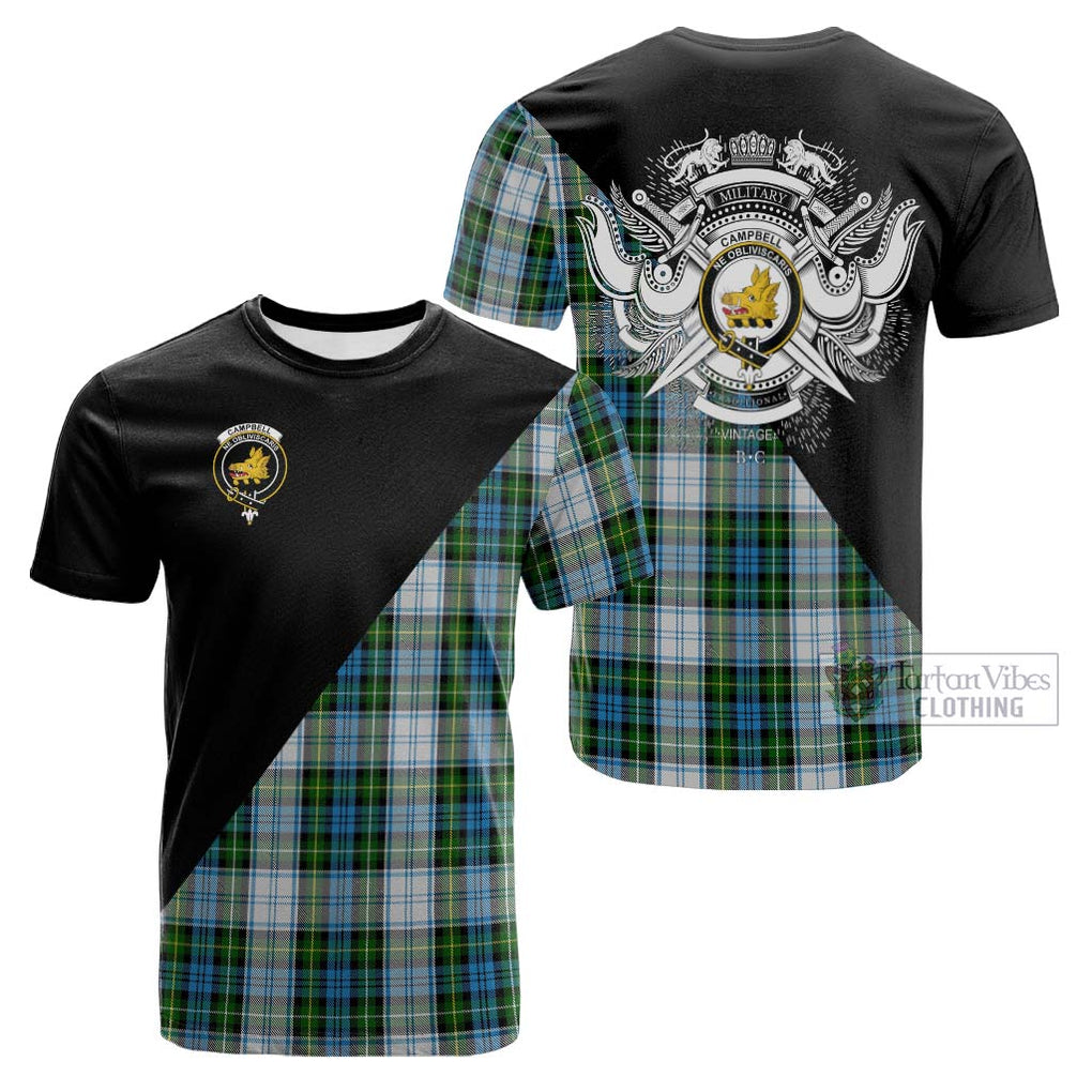 Tartan Vibes Clothing Campbell Dress Tartan Cotton T-shirt with Family Crest and Military Logo Style