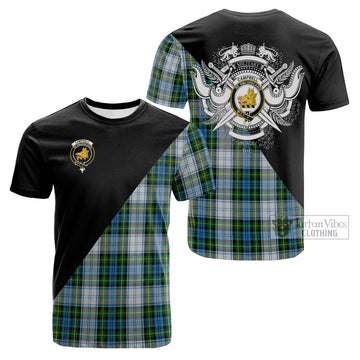 Campbell Dress Tartan Cotton T-shirt with Family Crest and Military Logo Style