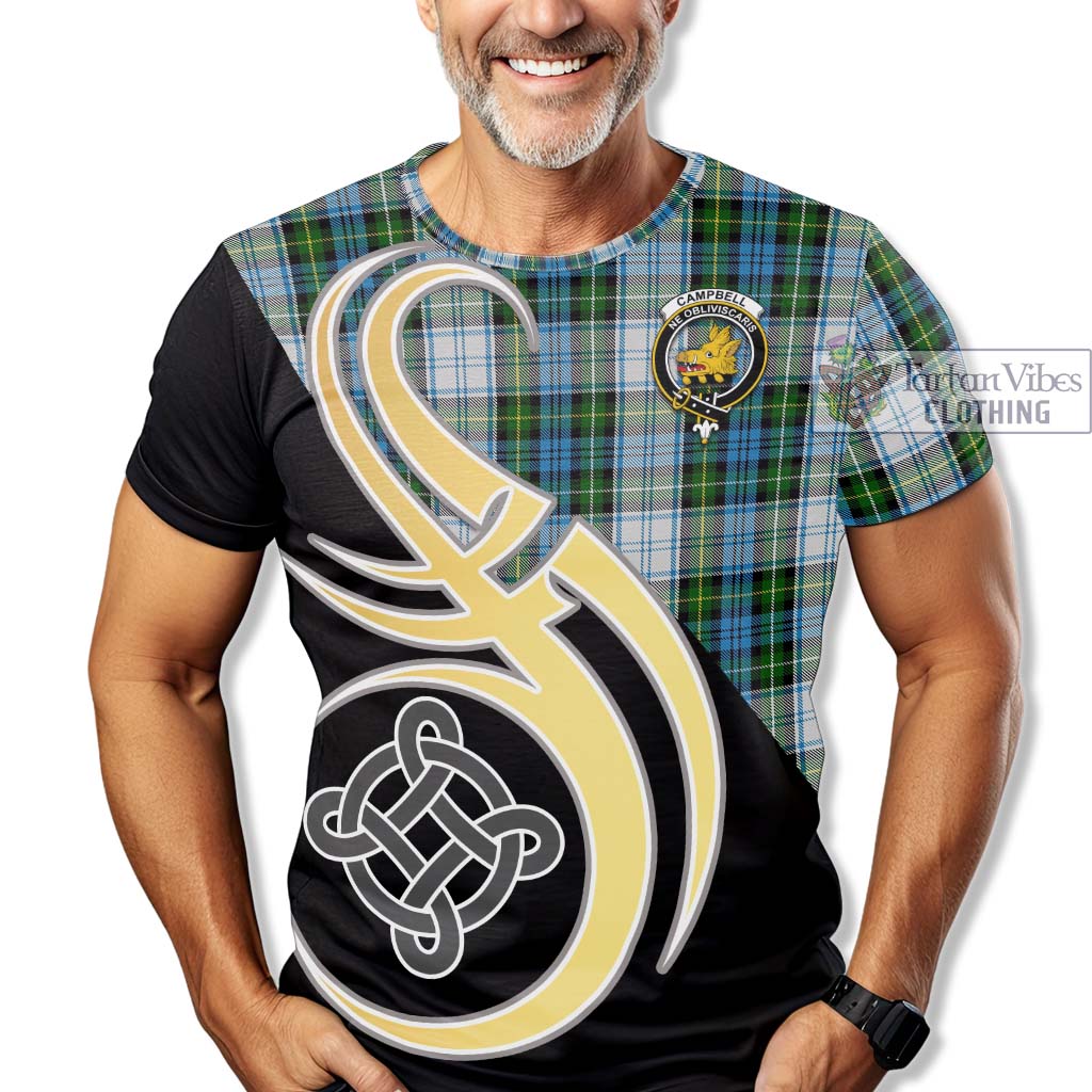 Tartan Vibes Clothing Campbell Dress Tartan T-Shirt with Family Crest and Celtic Symbol Style