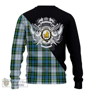 Campbell Dress Tartan Ugly Sweater with Family Crest and Military Logo Style