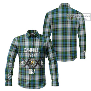 Campbell Dress Tartan Long Sleeve Button Shirt with Family Crest DNA In Me Style