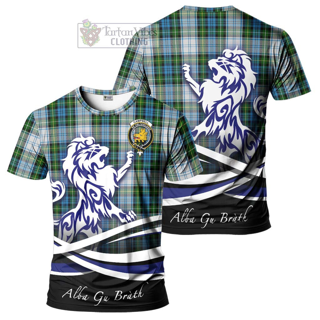 Tartan Vibes Clothing Campbell Dress Tartan Cotton T-shirt with Alba Gu Brath Regal Lion Emblem