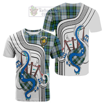 Campbell Dress Tartan Cotton T-shirt with Epic Bagpipe Style