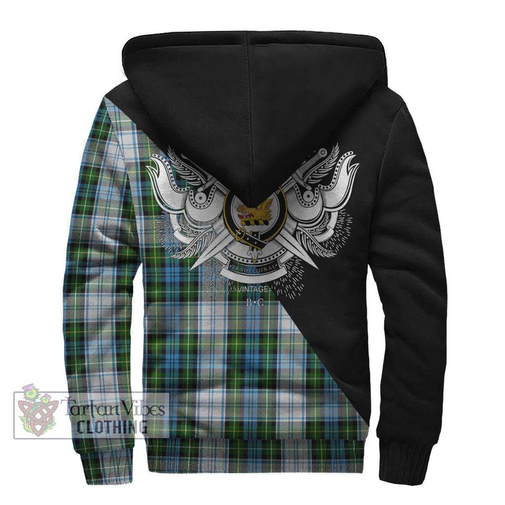 Campbell Dress Tartan Sherpa Hoodie with Family Crest and Military Logo Style - Tartanvibesclothing Shop