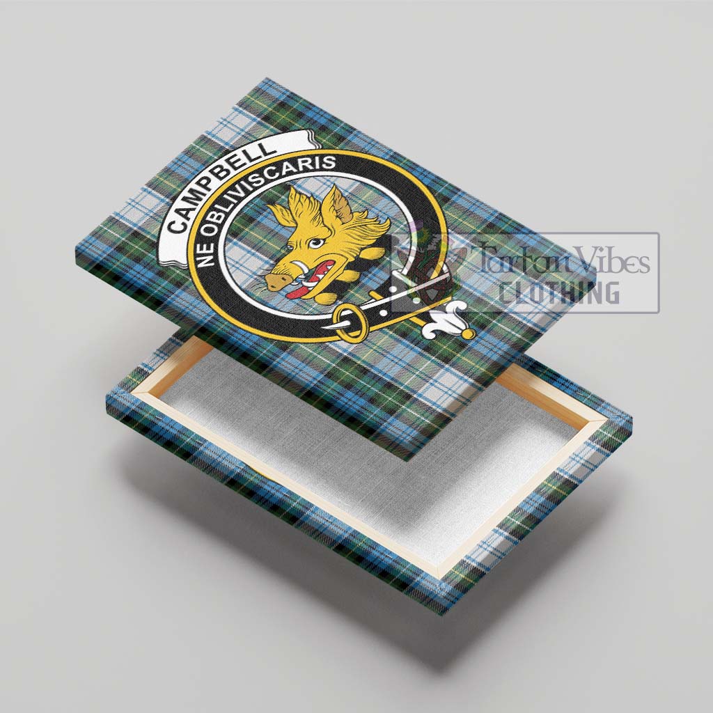 Tartan Vibes Clothing Campbell Dress Tartan Canvas Print Wall Art with Family Crest