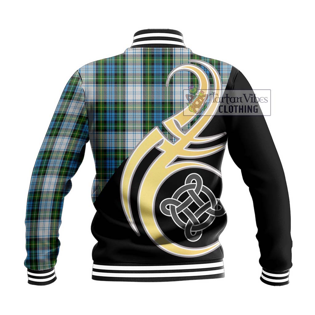 Campbell Dress Tartan Baseball Jacket with Family Crest and Celtic Symbol Style - Tartan Vibes Clothing