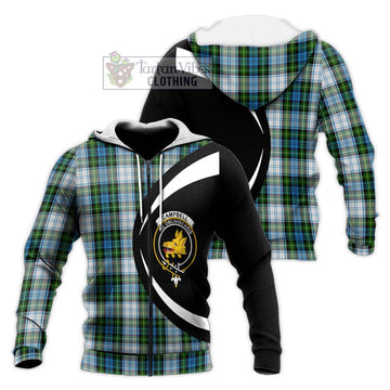 Campbell Dress Tartan Knitted Hoodie with Family Crest Circle Style