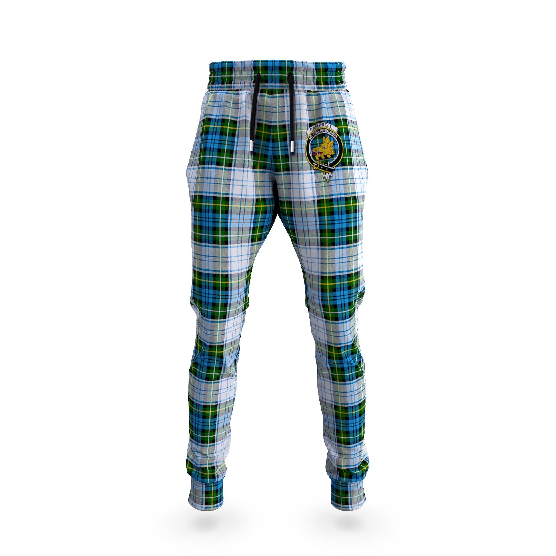 Campbell Dress Tartan Joggers Pants with Family Crest - Tartanvibesclothing