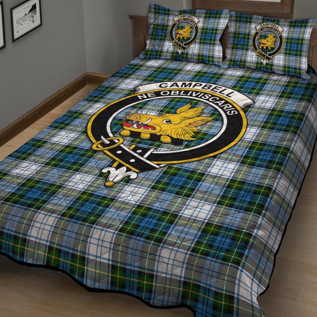 Campbell Dress Tartan Quilt Bed Set with Family Crest - Tartanvibesclothing