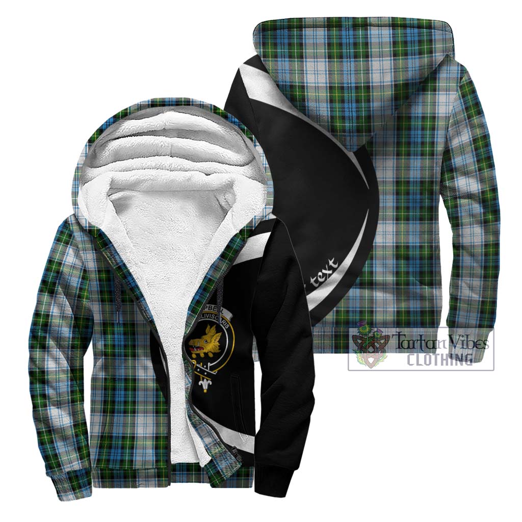 Campbell Dress Tartan Sherpa Hoodie with Family Crest Circle Style Unisex - Tartan Vibes Clothing