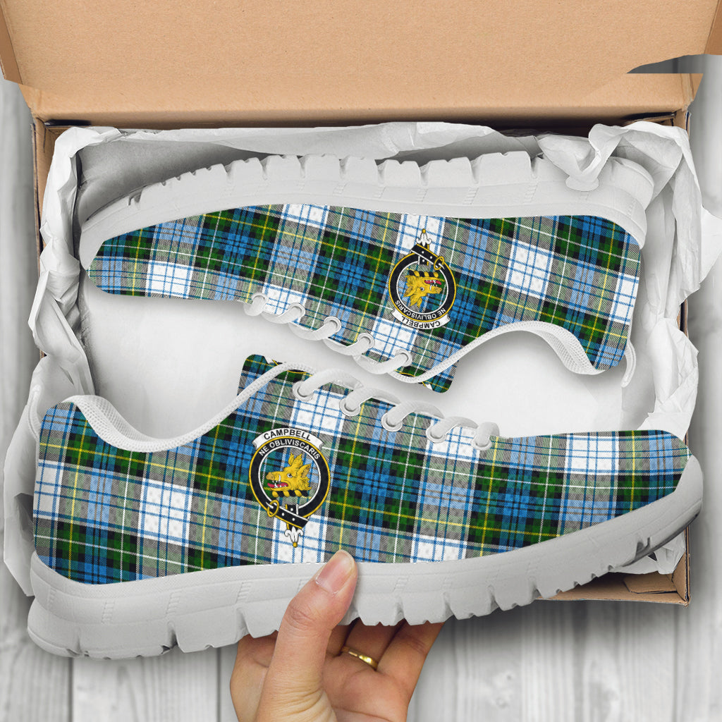 Campbell Dress Tartan Sneakers with Family Crest - Tartan Vibes Clothing