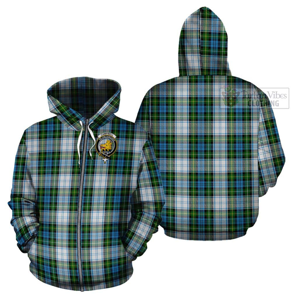 Campbell Dress Tartan Cotton Hoodie with Family Crest Zip Hoodie - Tartan Vibes Clothing