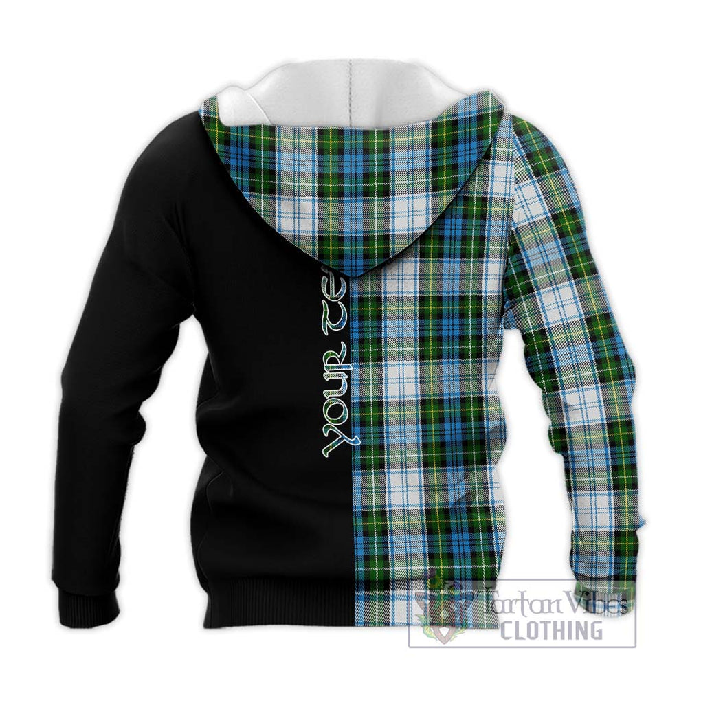 Campbell Dress Tartan Knitted Hoodie with Family Crest and Half Of Me Style - Tartanvibesclothing Shop