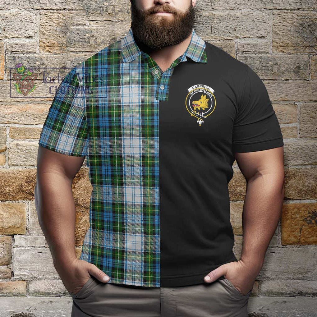 Campbell Dress Tartan Polo Shirt with Family Crest and Half Of Me Style - Tartanvibesclothing Shop