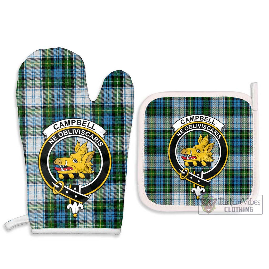 Campbell Dress Tartan Combo Oven Mitt & Pot-Holder with Family Crest Combo 1 Oven Mitt & 2 Pot-Holder White - Tartan Vibes Clothing