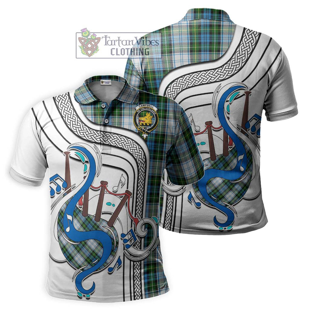 Tartan Vibes Clothing Campbell Dress Tartan Polo Shirt with Epic Bagpipe Style