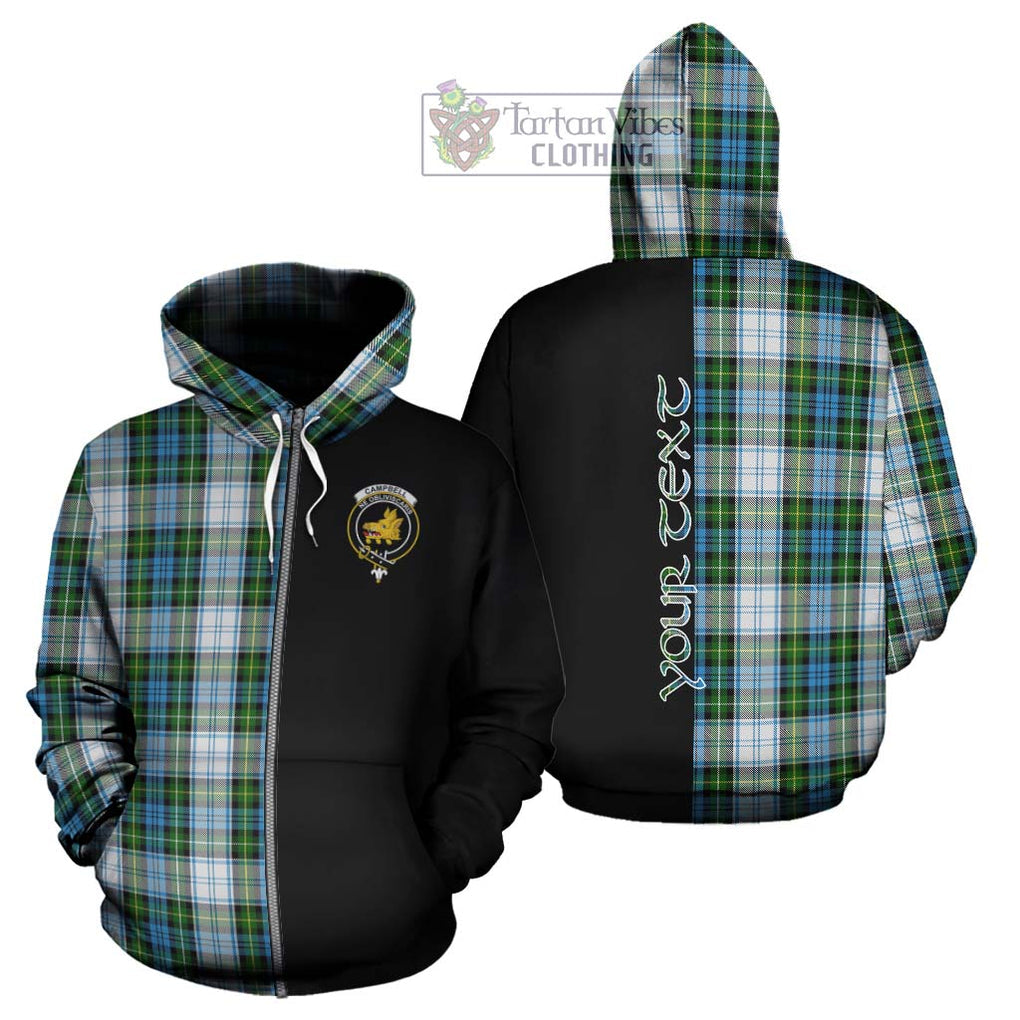 Campbell Dress Tartan Hoodie with Family Crest and Half Of Me Style - Tartanvibesclothing Shop