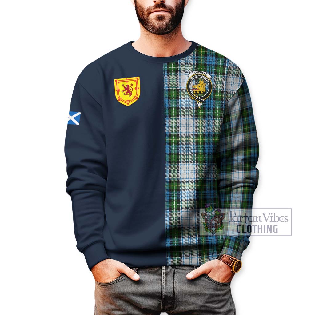 Tartan Vibes Clothing Campbell Dress Tartan Sweatshirt with Scottish Lion Royal Arm Half Style