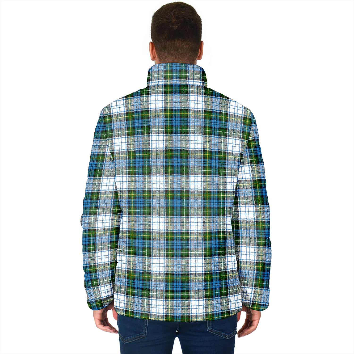 Campbell Dress Tartan Padded Jacket with Family Crest - Tartan Vibes Clothing