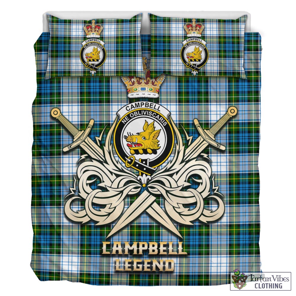 Tartan Vibes Clothing Campbell Dress Tartan Bedding Set with Clan Crest and the Golden Sword of Courageous Legacy