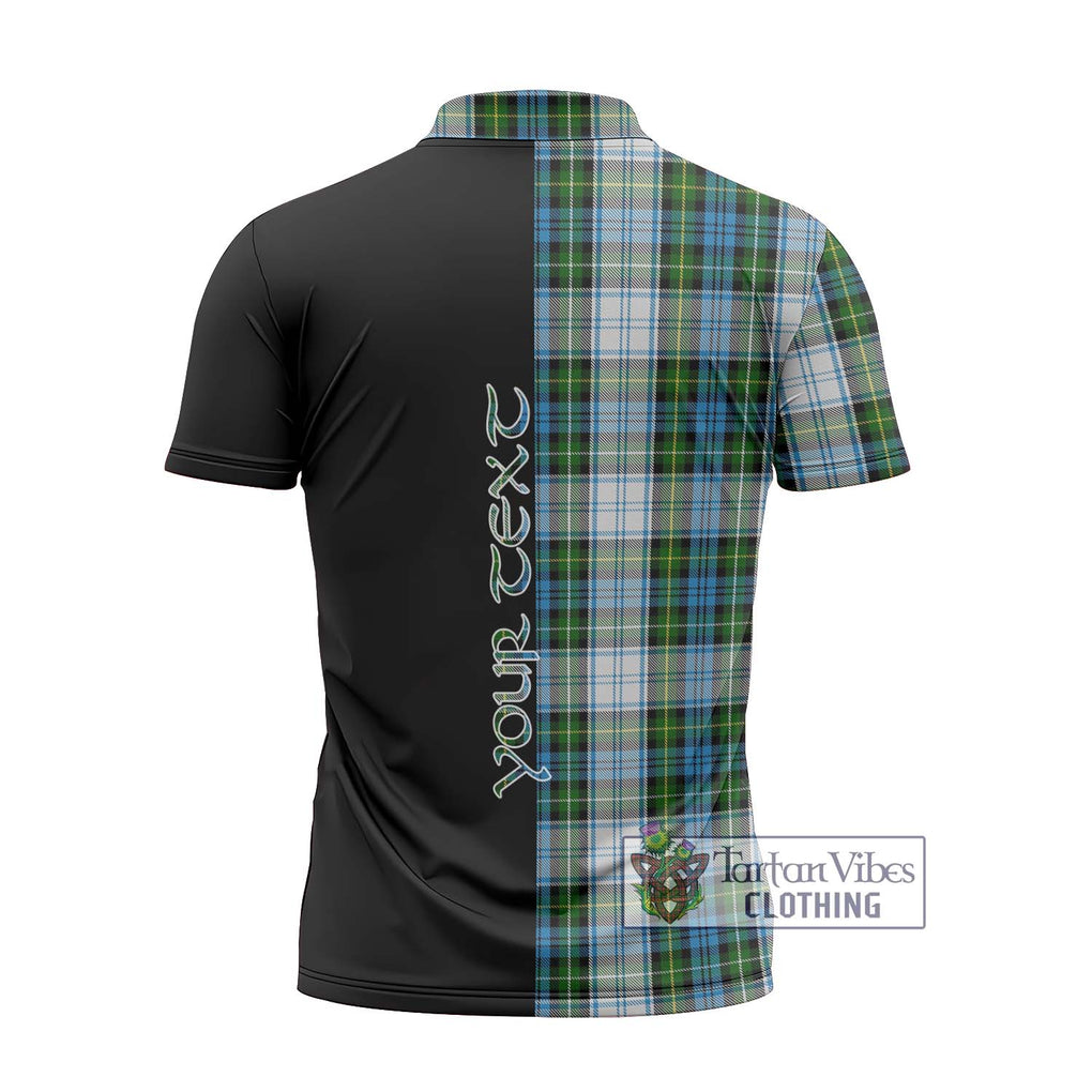 Campbell Dress Tartan Zipper Polo Shirt with Family Crest and Half Of Me Style - Tartanvibesclothing Shop