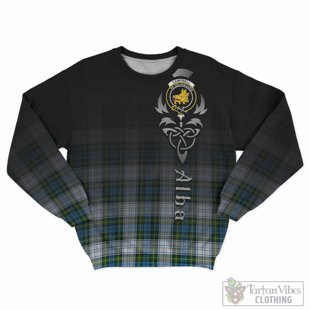 Tartan Vibes Clothing Campbell Dress Tartan Sweatshirt Featuring Alba Gu Brath Family Crest Celtic Inspired