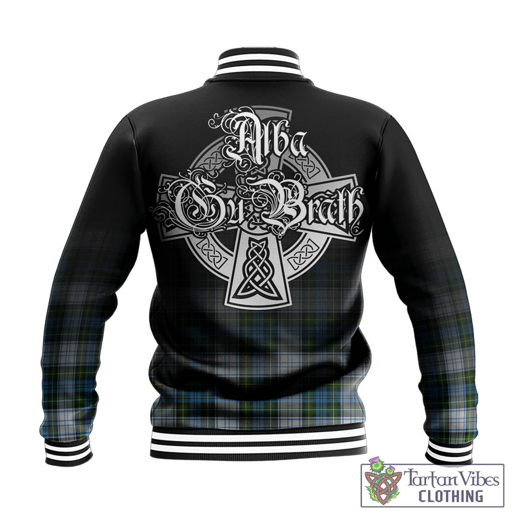 Tartan Vibes Clothing Campbell Dress Tartan Baseball Jacket Featuring Alba Gu Brath Family Crest Celtic Inspired