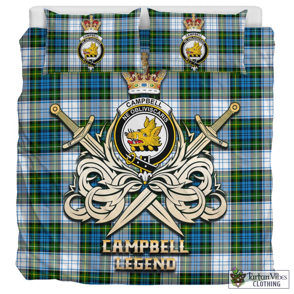 Tartan Vibes Clothing Campbell Dress Tartan Bedding Set with Clan Crest and the Golden Sword of Courageous Legacy