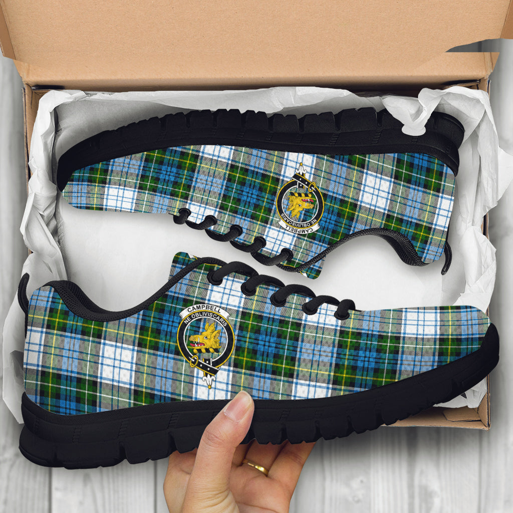 Campbell Dress Tartan Sneakers with Family Crest - Tartan Vibes Clothing