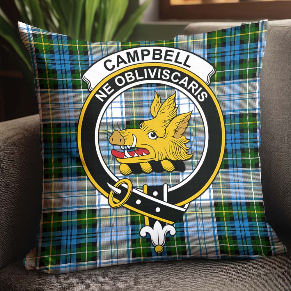 Campbell Dress Tartan Pillow Cover with Family Crest - Tartanvibesclothing