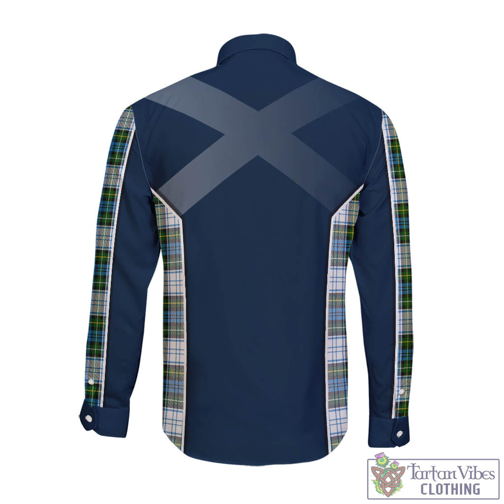 Tartan Vibes Clothing Campbell Dress Tartan Long Sleeve Button Up Shirt with Family Crest and Lion Rampant Vibes Sport Style