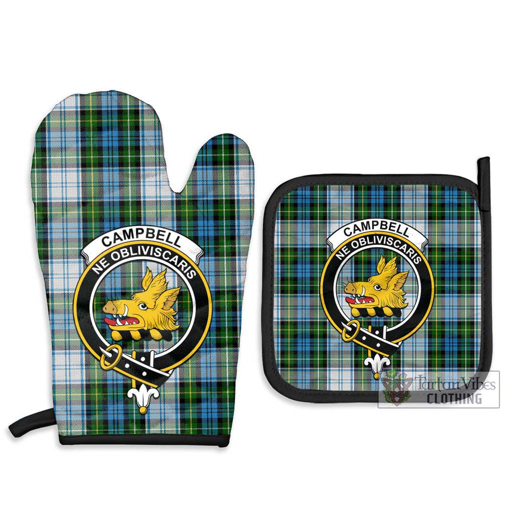 Campbell Dress Tartan Combo Oven Mitt & Pot-Holder with Family Crest Combo 1 Oven Mitt & 2 Pot-Holder Black - Tartan Vibes Clothing