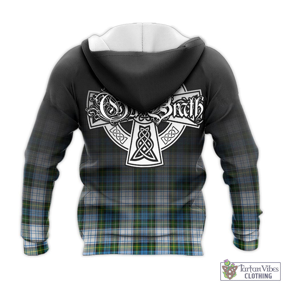 Tartan Vibes Clothing Campbell Dress Tartan Knitted Hoodie Featuring Alba Gu Brath Family Crest Celtic Inspired