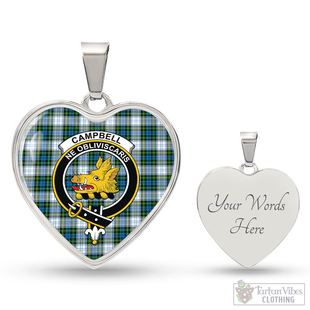 Tartan Vibes Clothing Campbell Dress Tartan Heart Necklace with Family Crest