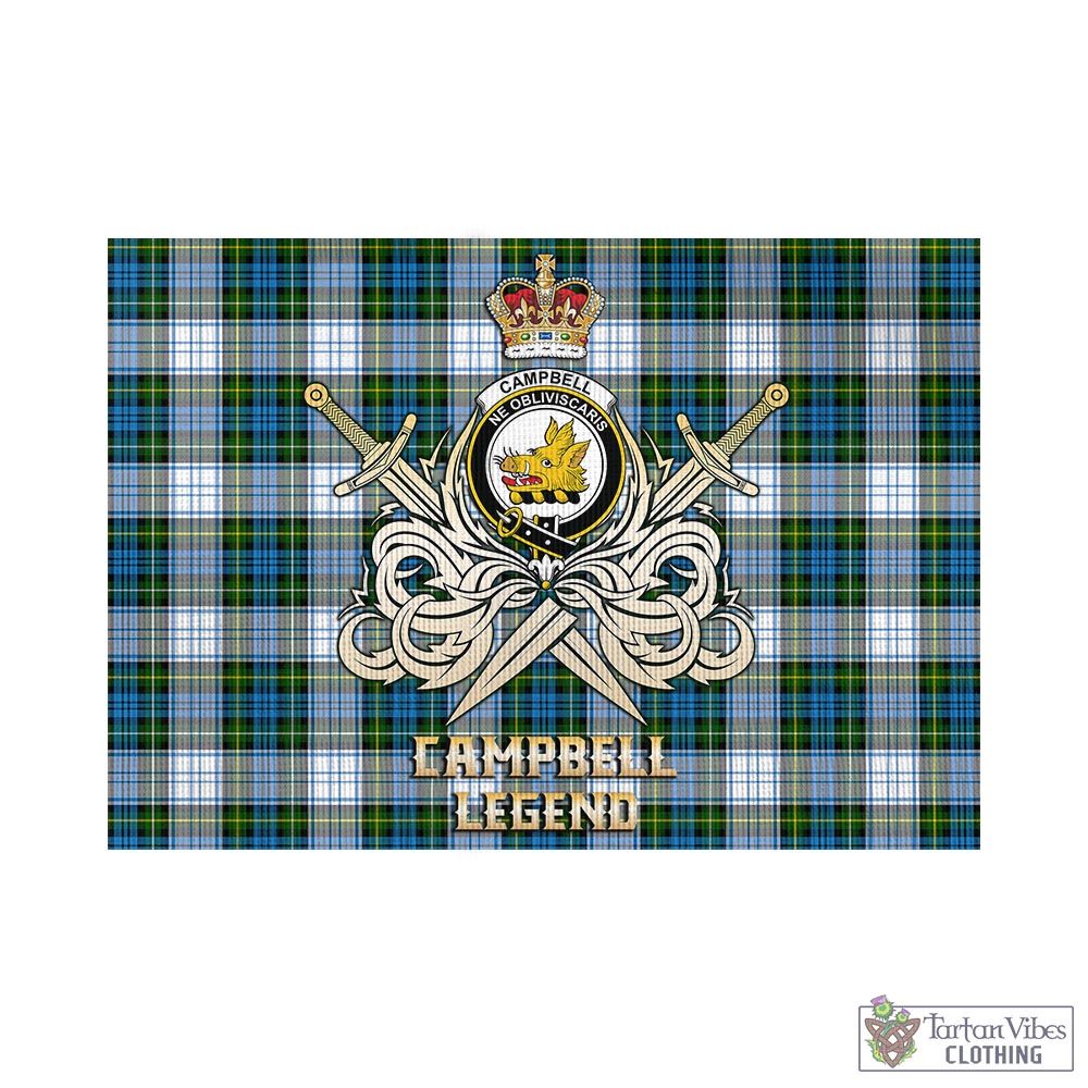 Tartan Vibes Clothing Campbell Dress Tartan Flag with Clan Crest and the Golden Sword of Courageous Legacy