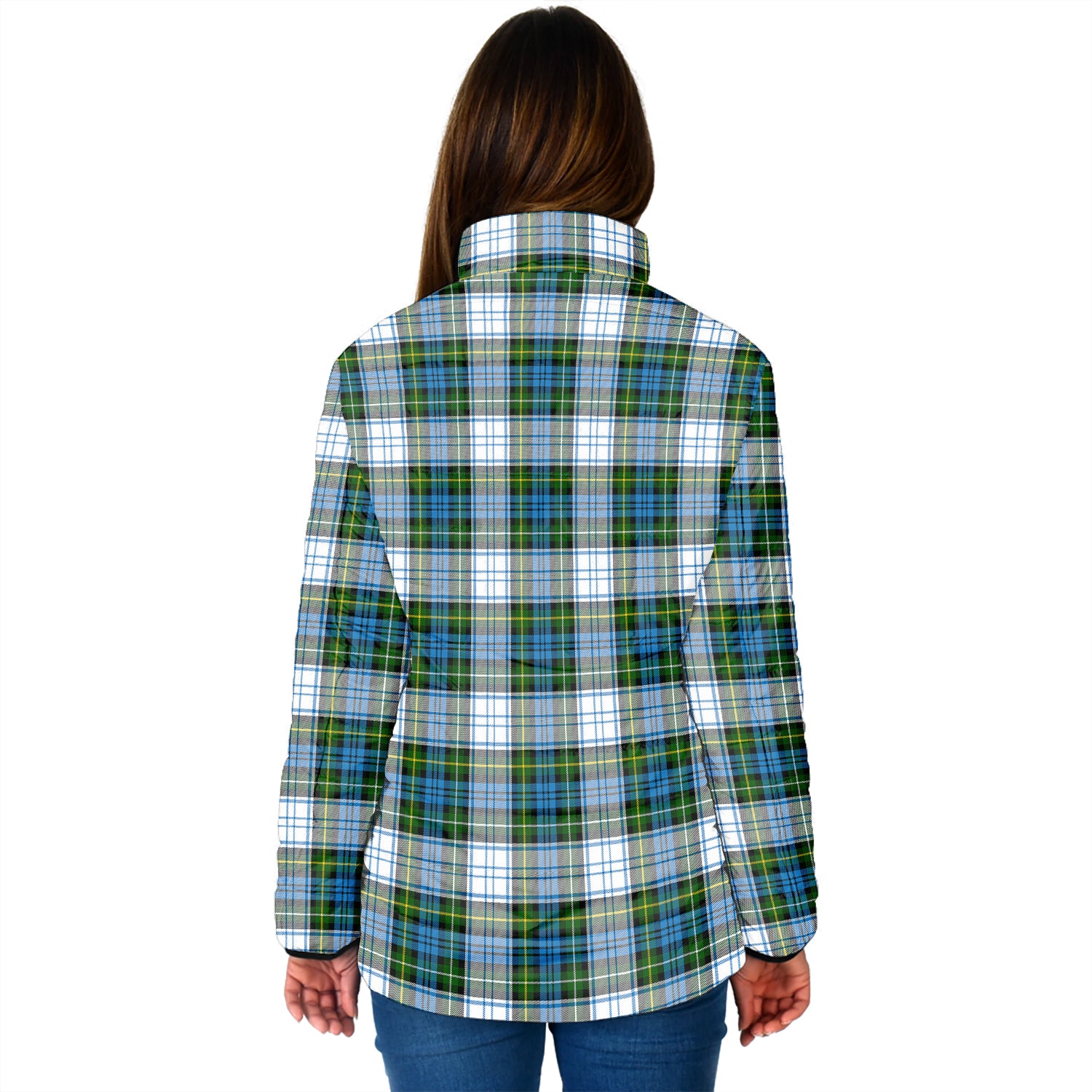 Campbell Dress Tartan Padded Jacket with Family Crest - Tartan Vibes Clothing