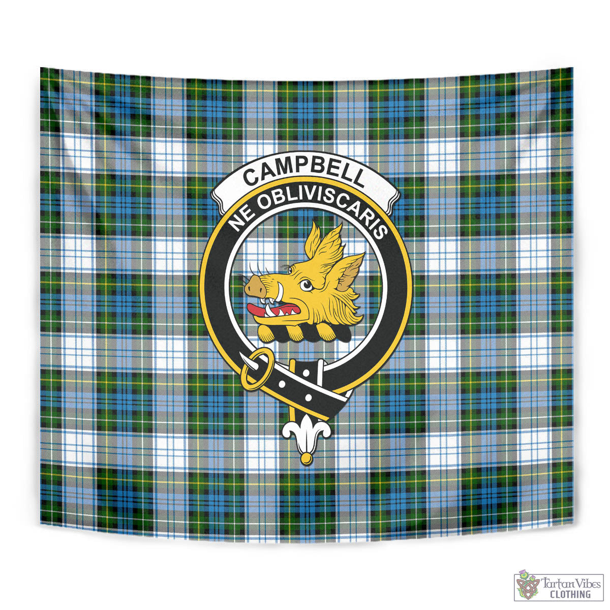 Tartan Vibes Clothing Campbell Dress Tartan Tapestry Wall Hanging and Home Decor for Room with Family Crest