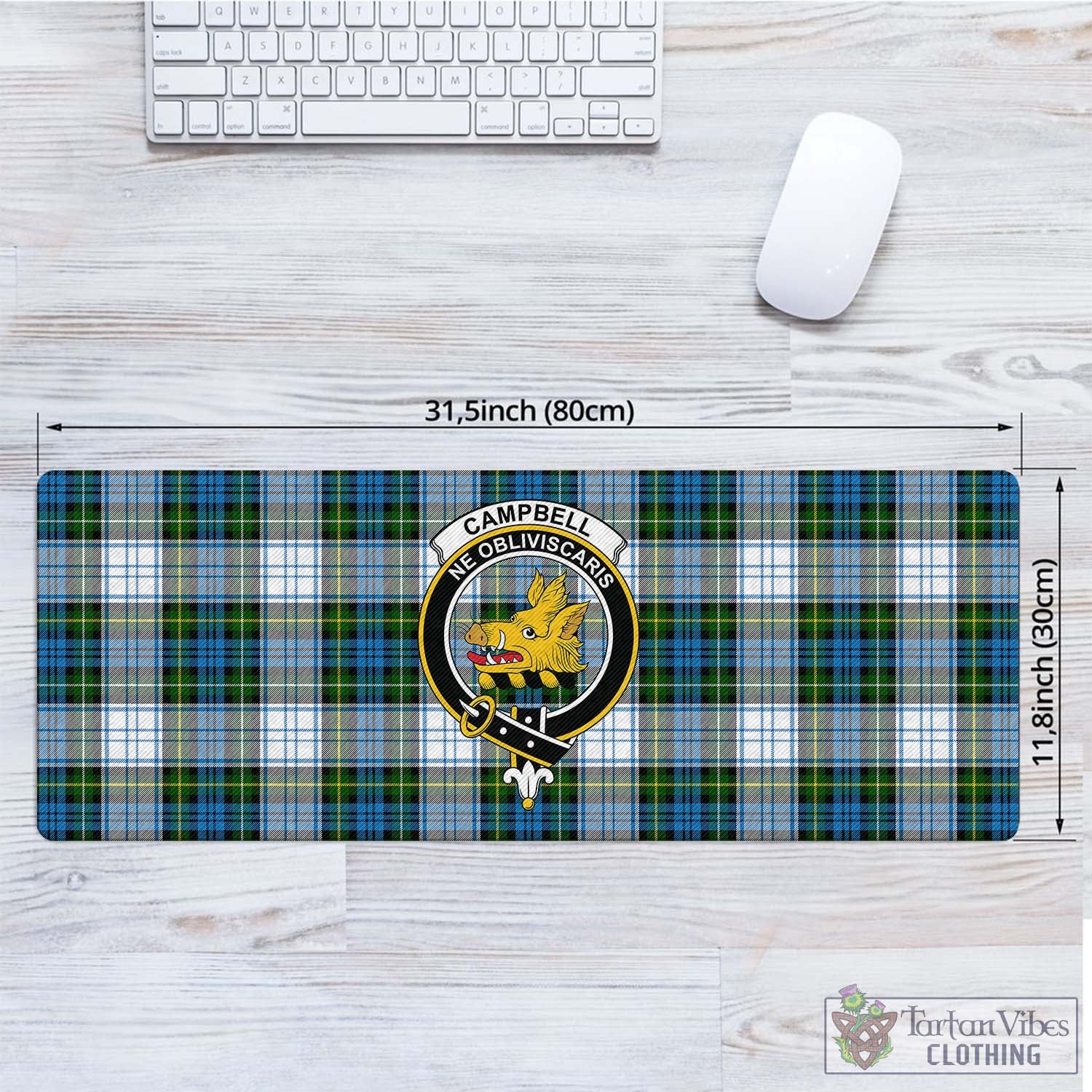 Tartan Vibes Clothing Campbell Dress Tartan Mouse Pad with Family Crest