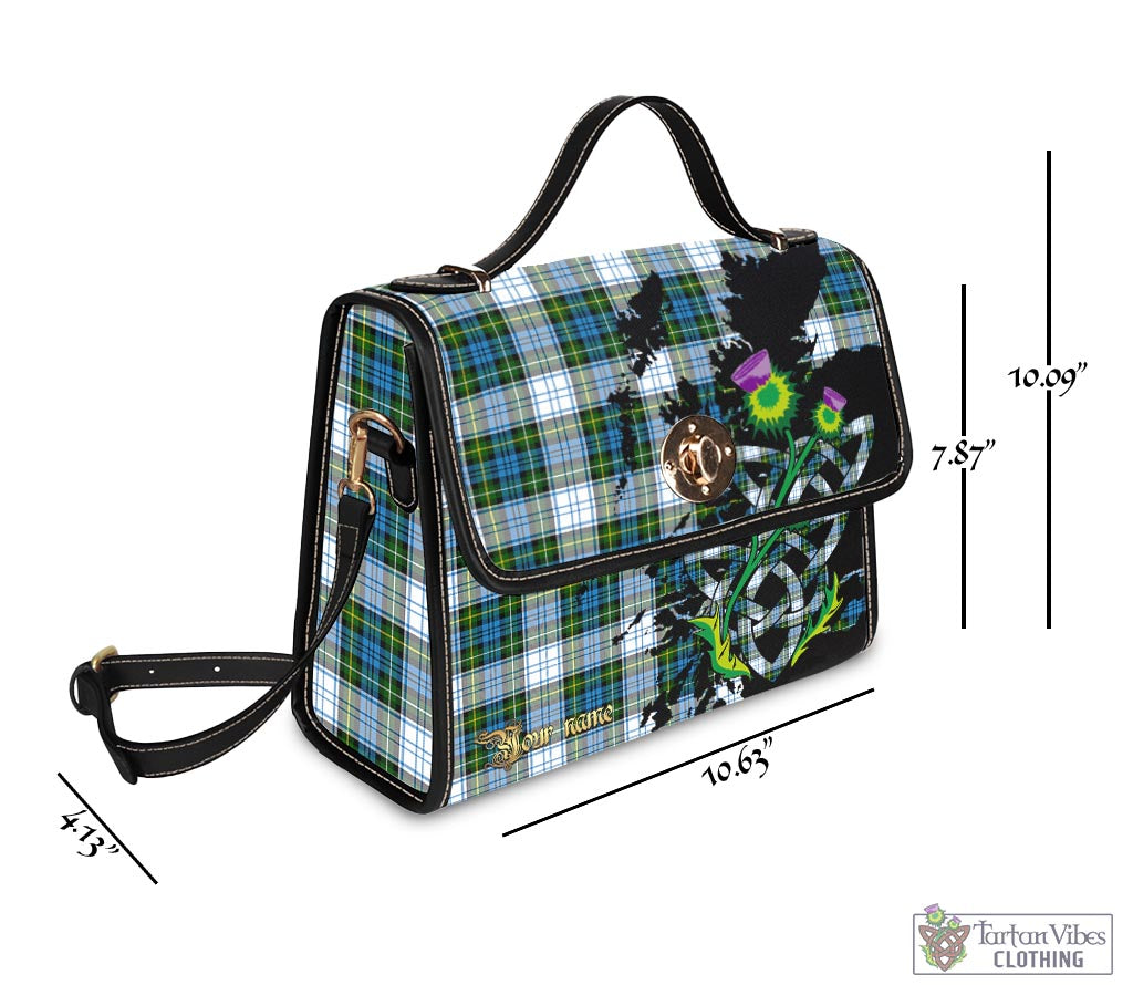 Tartan Vibes Clothing Campbell Dress Tartan Waterproof Canvas Bag with Scotland Map and Thistle Celtic Accents