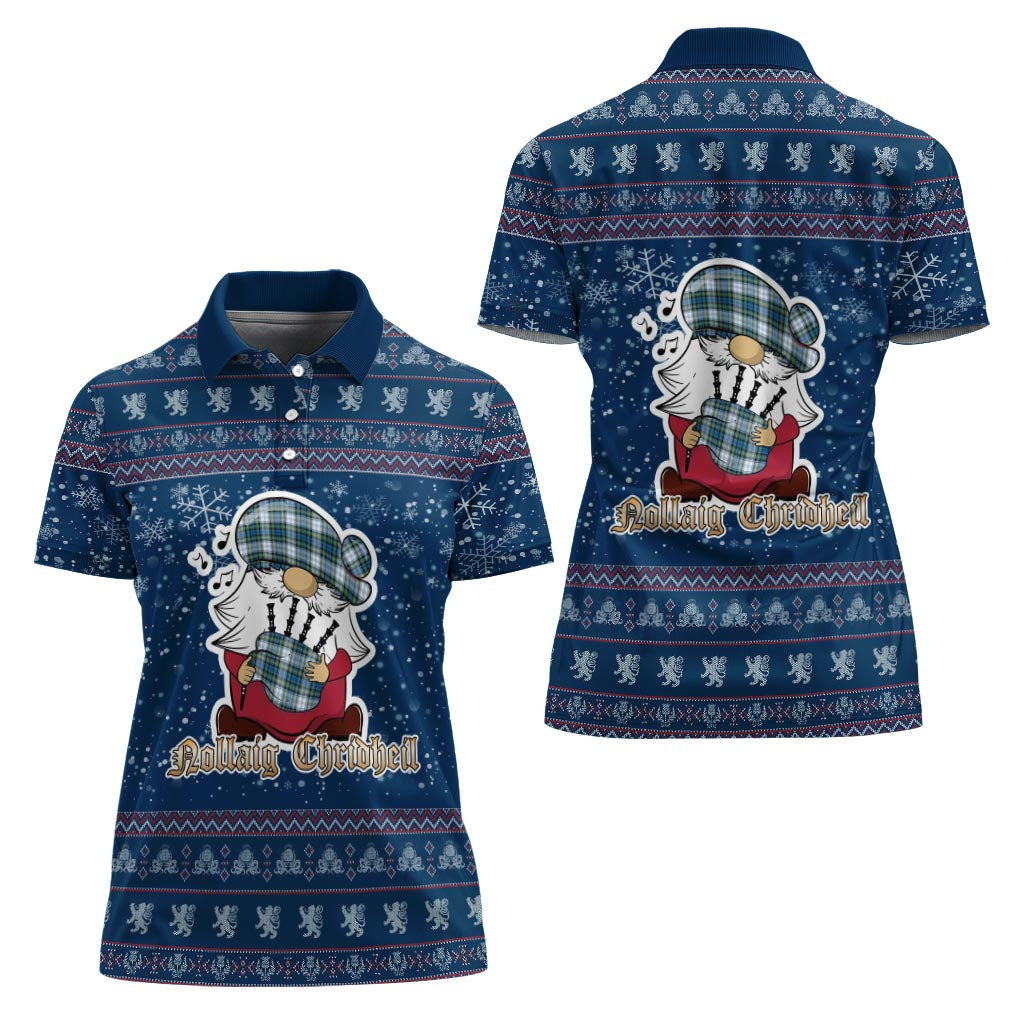 Campbell Dress Ancient Clan Christmas Family Polo Shirt with Funny Gnome Playing Bagpipes - Tartanvibesclothing