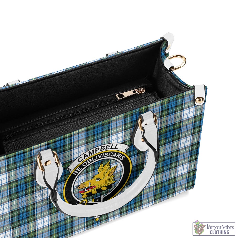 Tartan Vibes Clothing Campbell Dress Ancient Tartan Luxury Leather Handbags with Family Crest